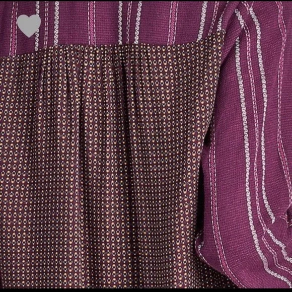 BOHO shirt woven knit TOP variegated stripe jacquard top S TRENDING deep Purple - Picture 9 of 16